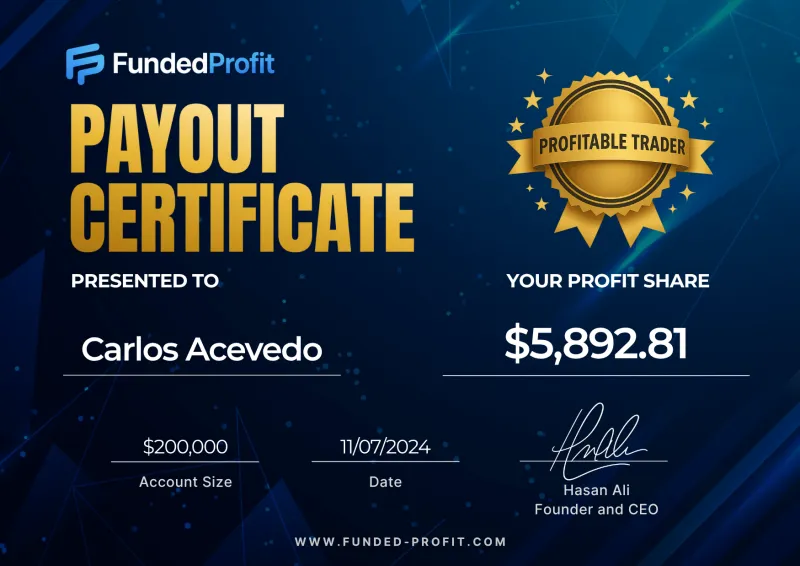 Payout certificate of Carlos Acevedo