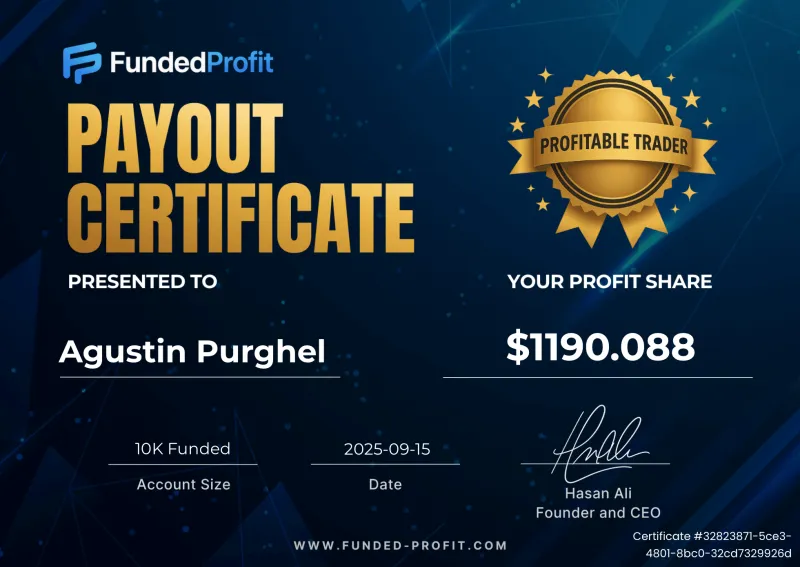 Payout certificate of Agustin Purghel