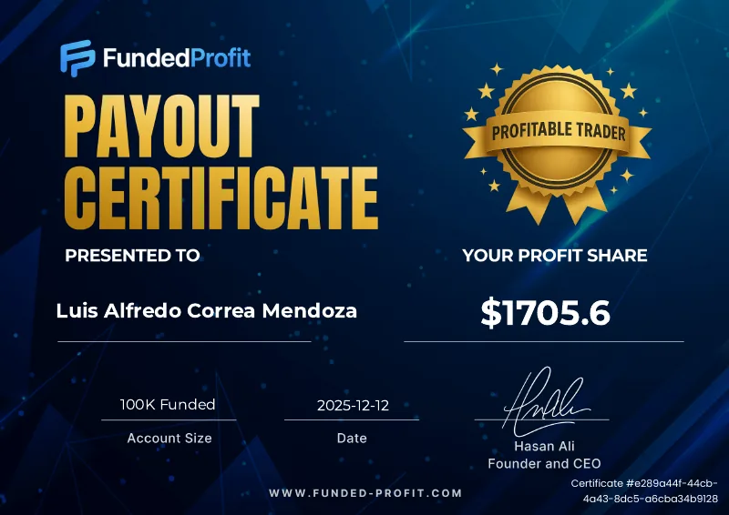 Payout certificate of Luis Alfredo Correa Mendoza